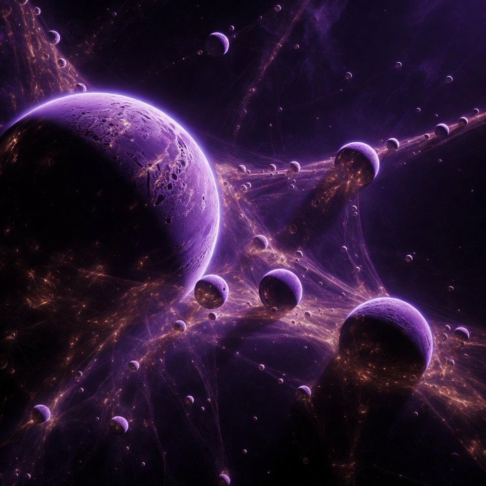 Purple Nebula with Planets and Glowing Web Purple Nebula with Planets and Glowing Web