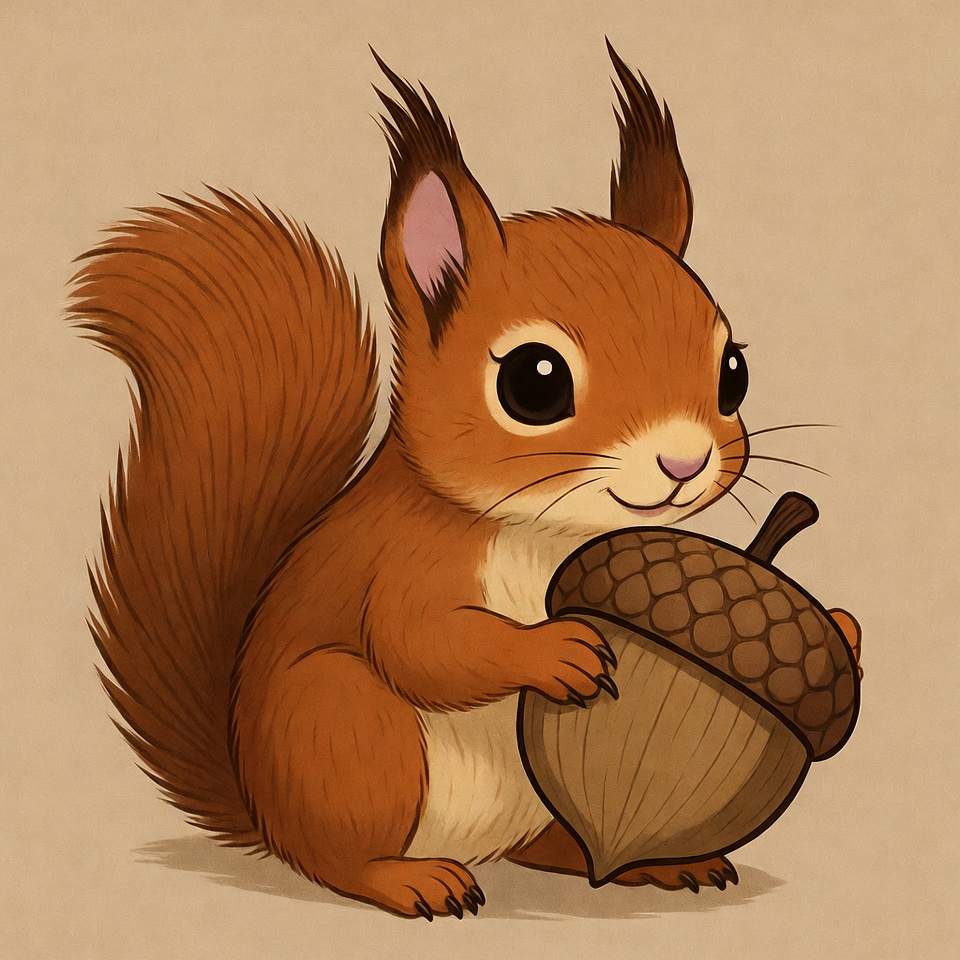 Cute squirrel holding acorn Cute squirrel holding acorn