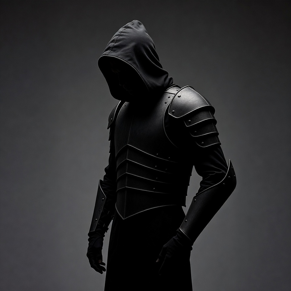 Hooded Knight in Black Armor Hooded Knight in Black Armor