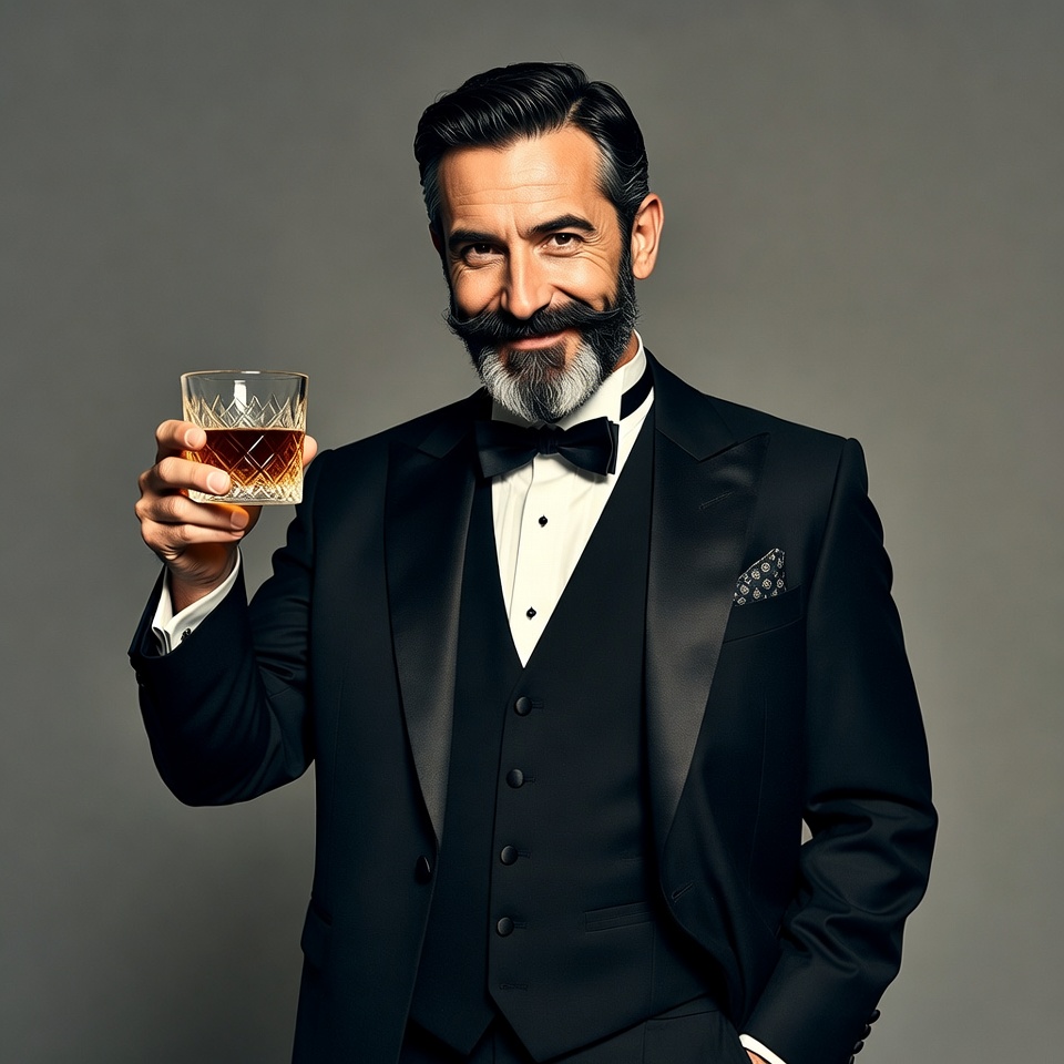 Man toasting with whiskey glass Man toasting with whiskey glass