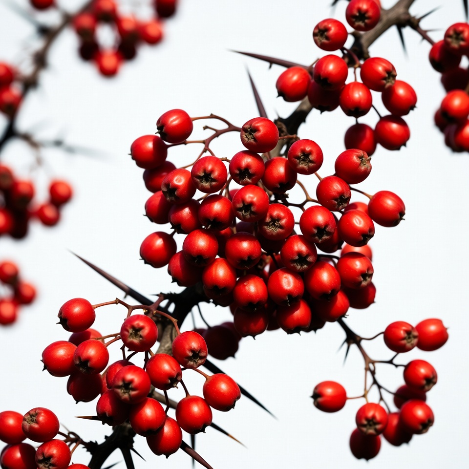 Red Berries on Thorny Branches Red Berries on Thorny Branches