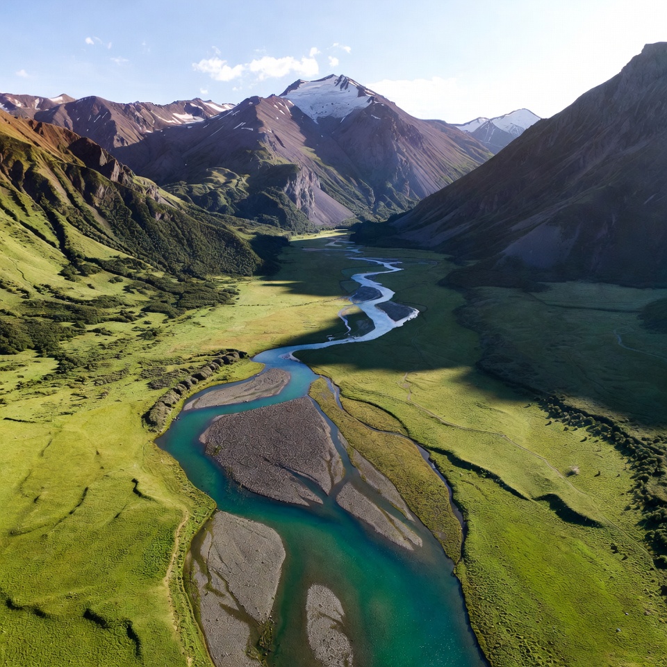 Mountain Valley with Winding River Mountain Valley with Winding River