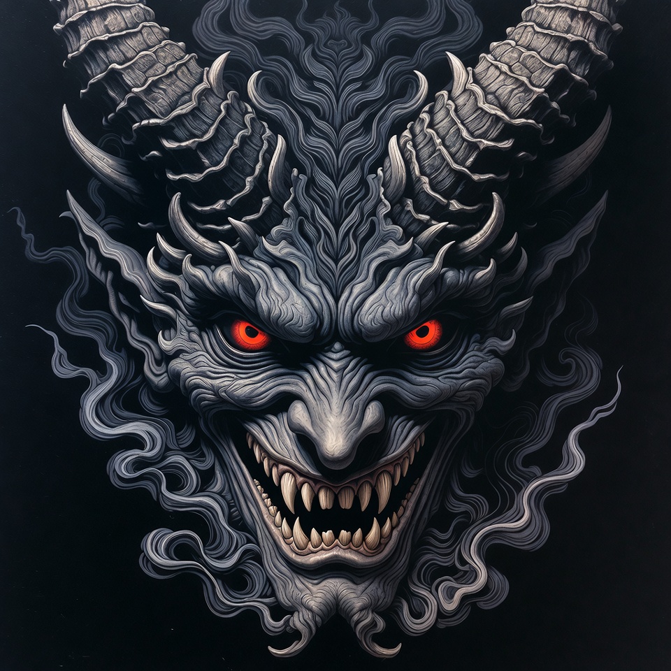 Fierce Demon Face Illustration Fierce Demon Face Illustration