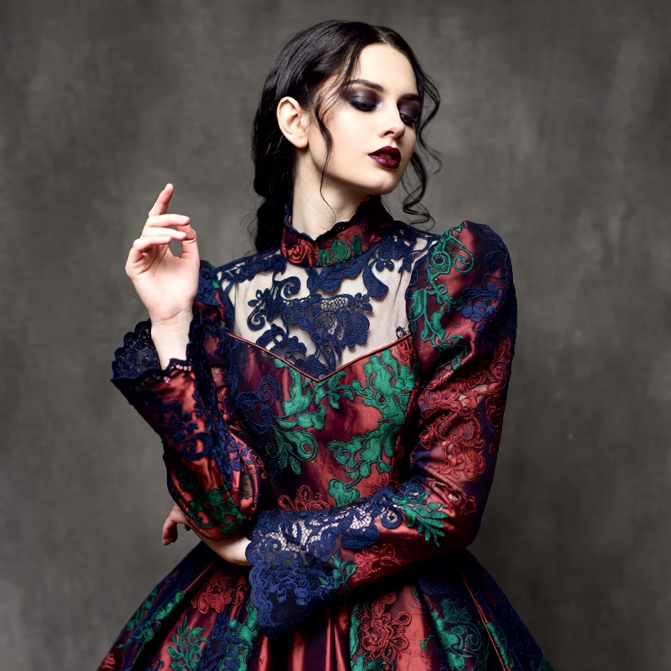 Woman in ornate lace gown Woman in ornate lace gown