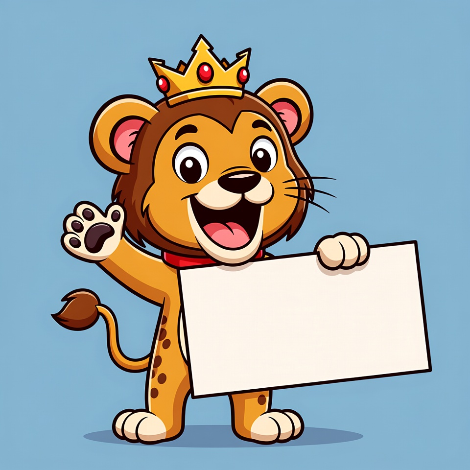 Cartoon Lion Holding Blank Sign Cartoon Lion Holding Blank Sign