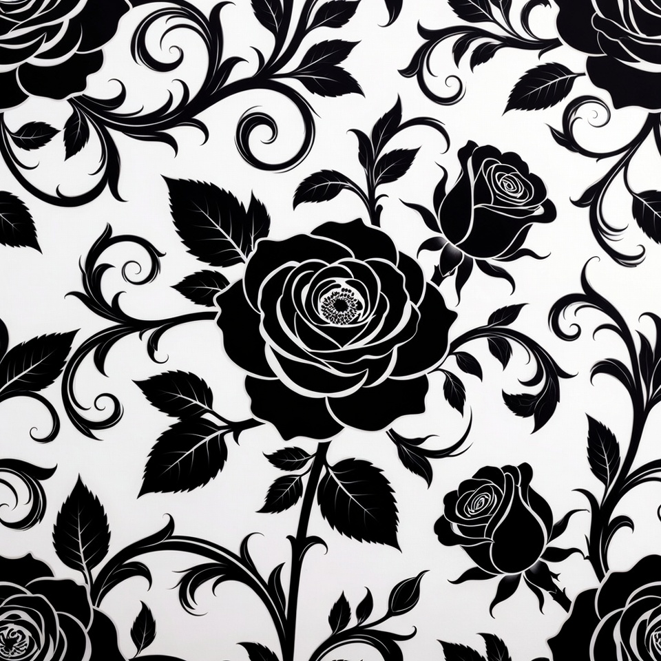 Black Roses Floral Pattern Black Roses Floral Pattern