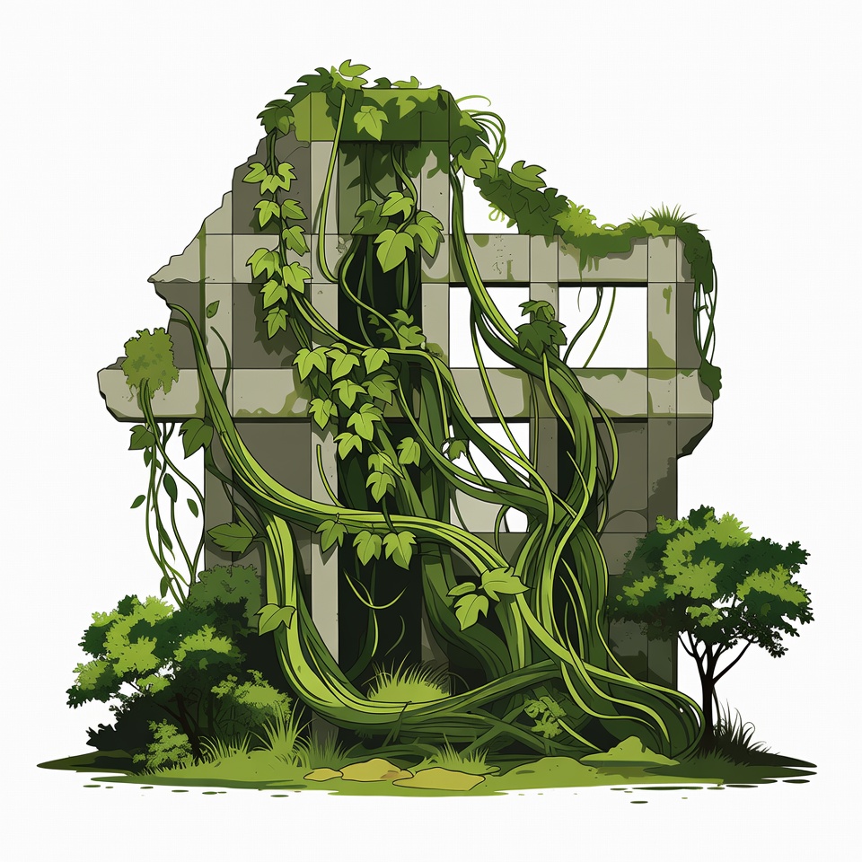 Ivy Covered Ruins Illustration Ivy Covered Ruins Illustration