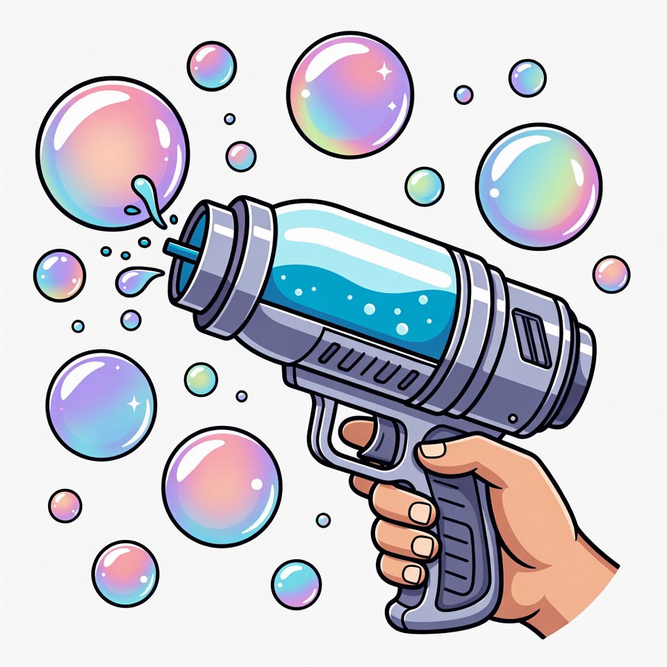 Hand Holding Bubble Gun with Bubbles Hand Holding Bubble Gun with Bubbles