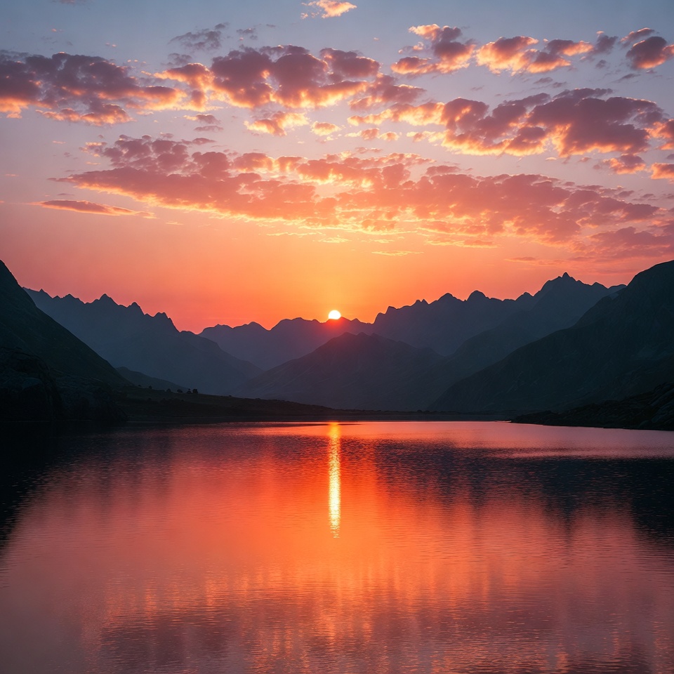 Sunset over Mountain Lake Sunset over Mountain Lake