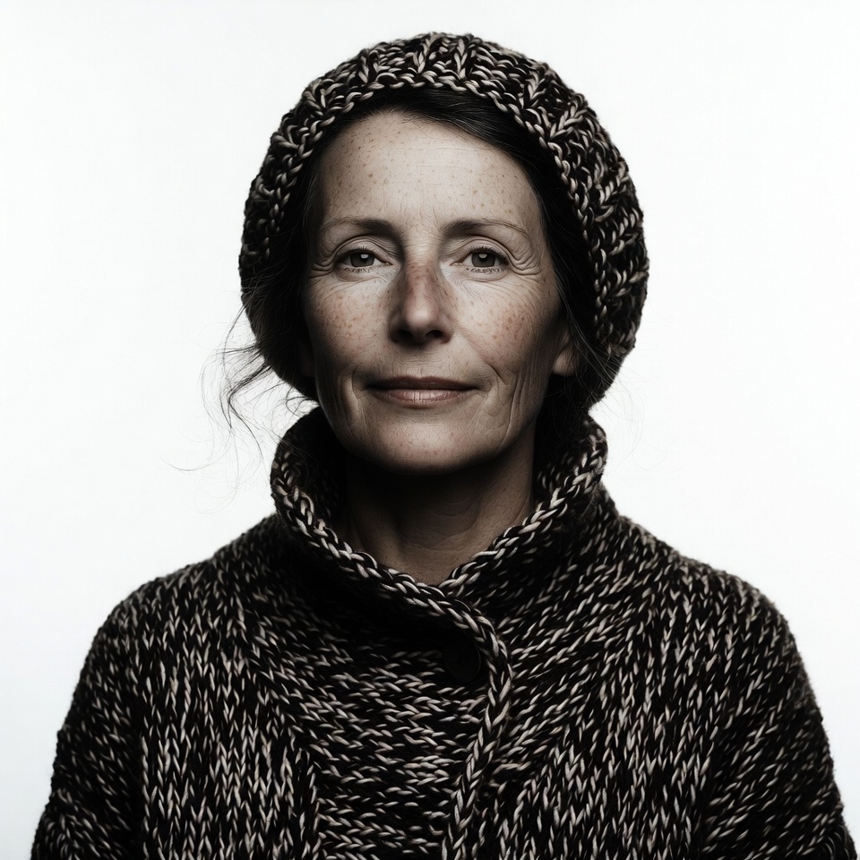 Woman in knit hat and sweater Woman in knit hat and sweater