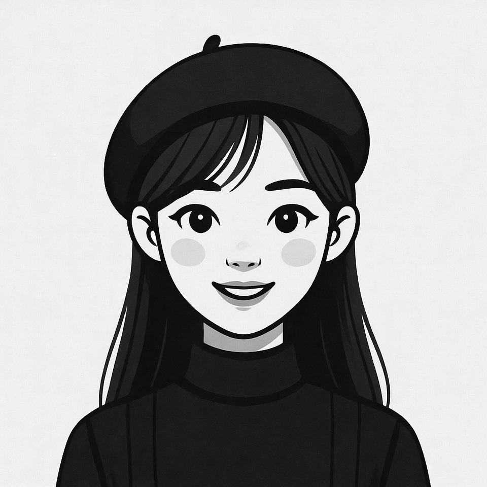 Asian woman wearing beret illustration Asian woman wearing beret illustration