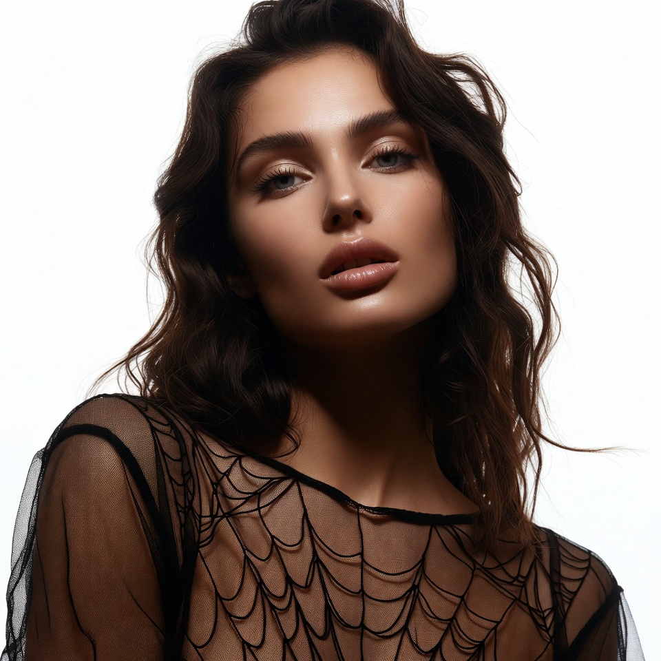 Woman in sheer spiderweb dress Woman in sheer spiderweb dress