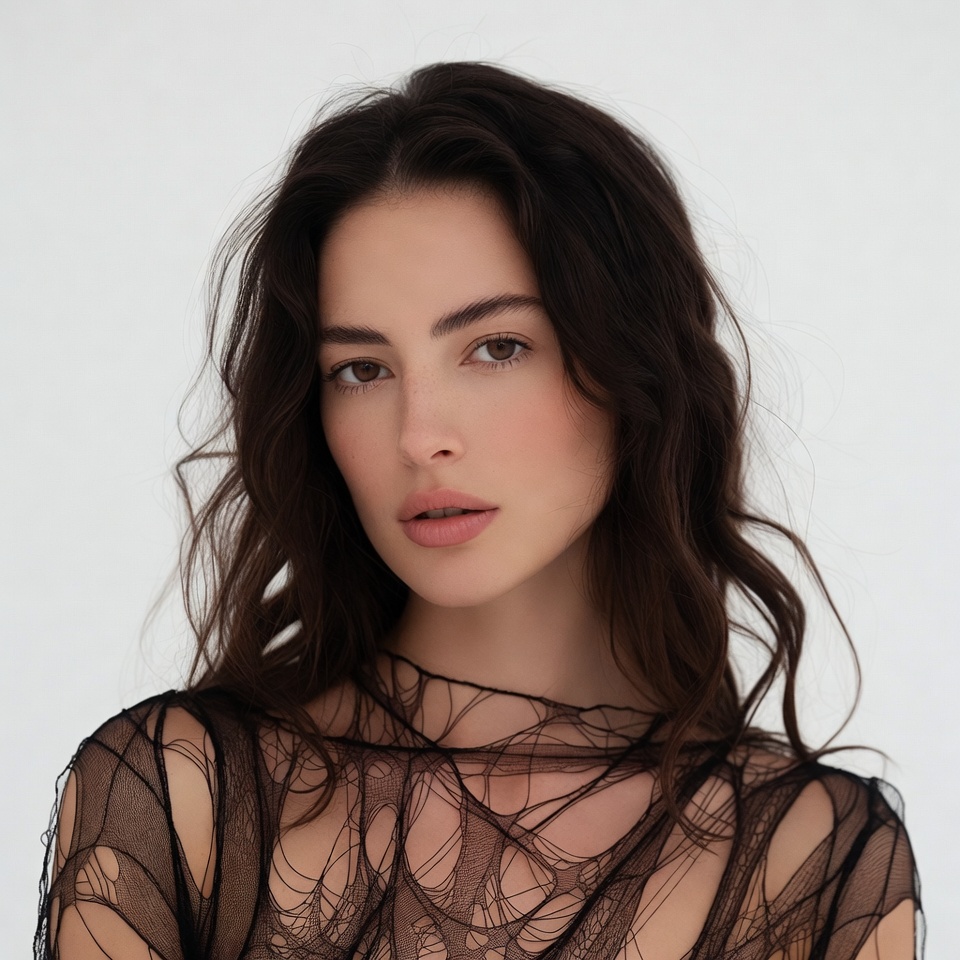 Woman in black mesh top Woman in black mesh top