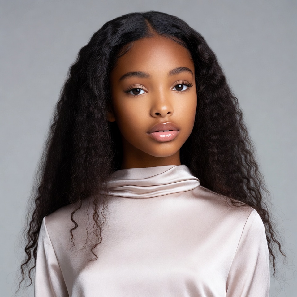 African-American girl in satin top African-American girl in satin top