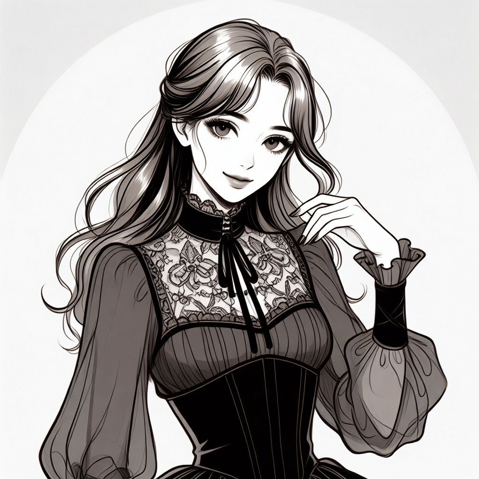 Anime girl in Victorian lace dress Anime girl in Victorian lace dress