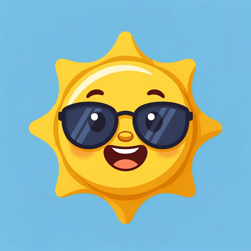 Smiling sun wearing sunglasses Smiling sun wearing sunglasses
