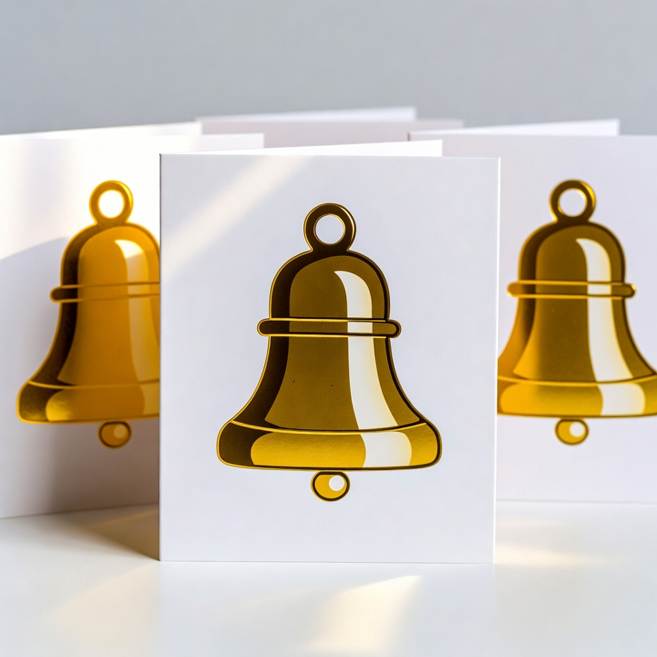 Gold Bells on White Cards Gold Bells on White Cards