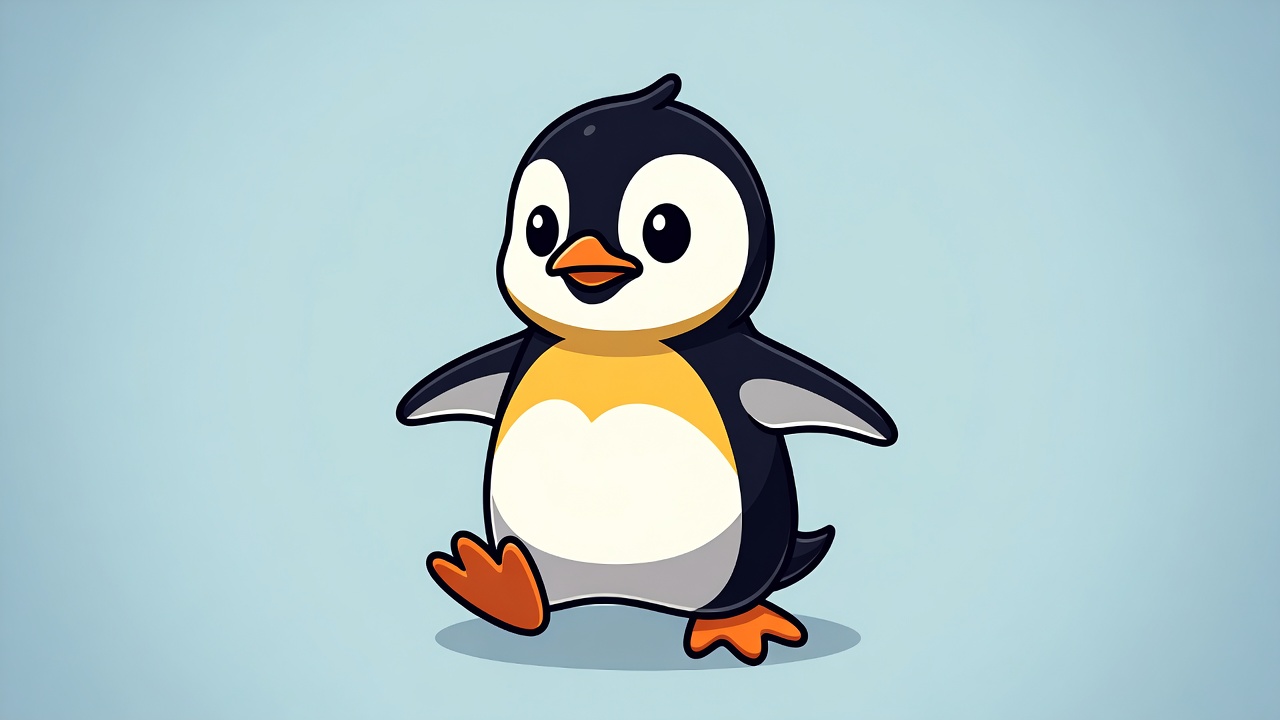 Cute cartoon baby penguin walking Cute cartoon baby penguin walking