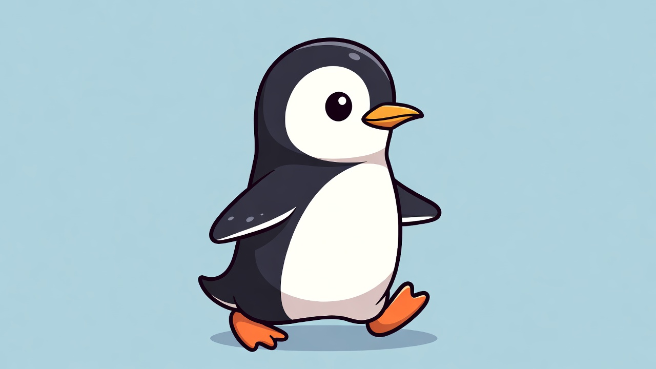 Cute cartoon penguin walking Cute cartoon penguin walking