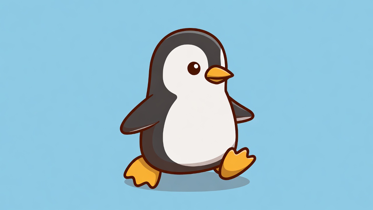 Cute cartoon penguin walking Cute cartoon penguin walking