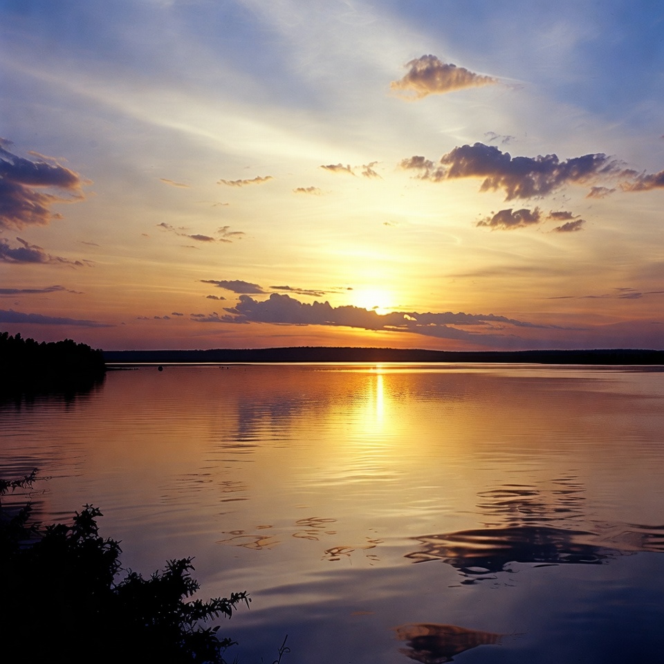 Sunset over Calm Lake Sunset over Calm Lake