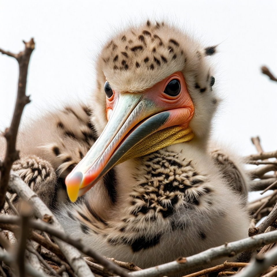 Baby pelican in nest Baby pelican in nest