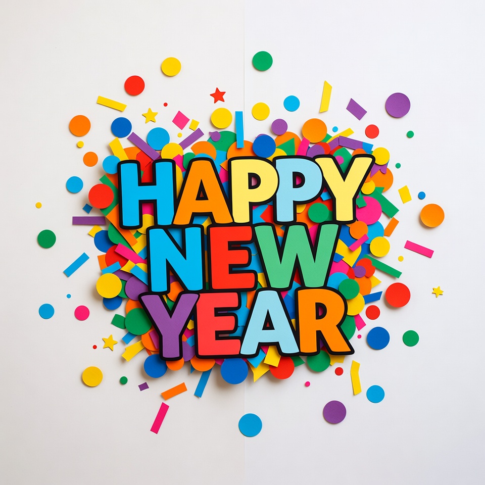 Happy New Year colorful confetti Happy New Year colorful confetti