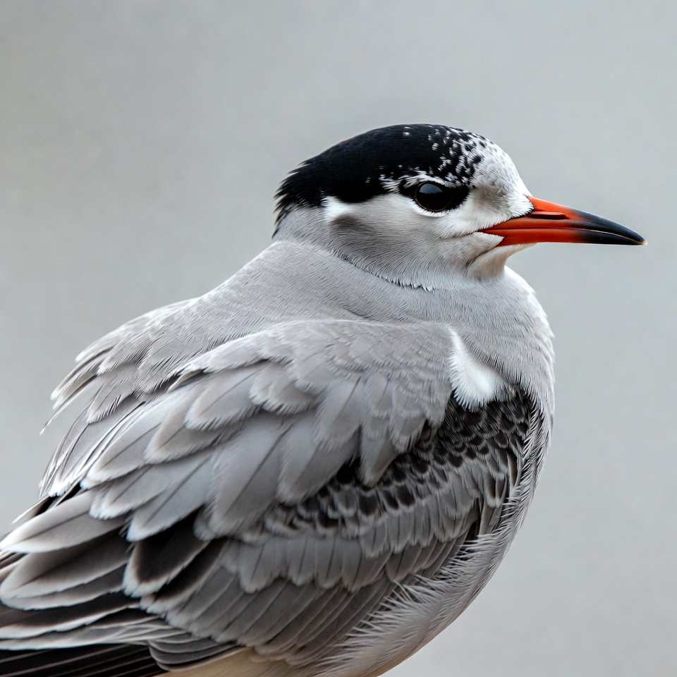 Gull-billed Tern with Orange Beak Gull-billed Tern with Orange Beak