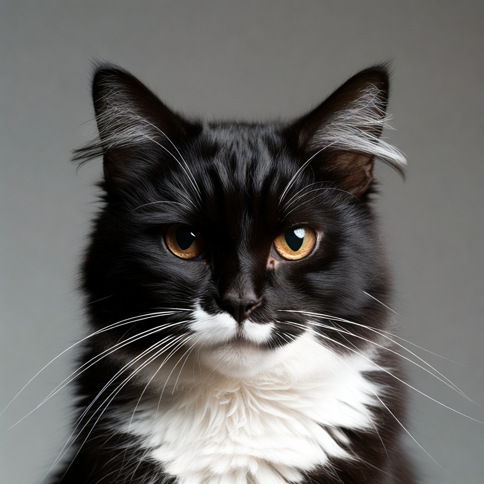 Black cat with white chest Black cat with white chest