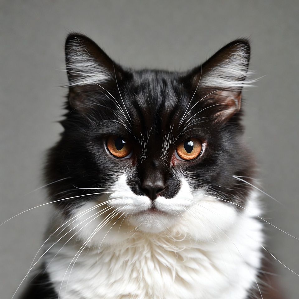 Black and white cat close-up Black and white cat close-up