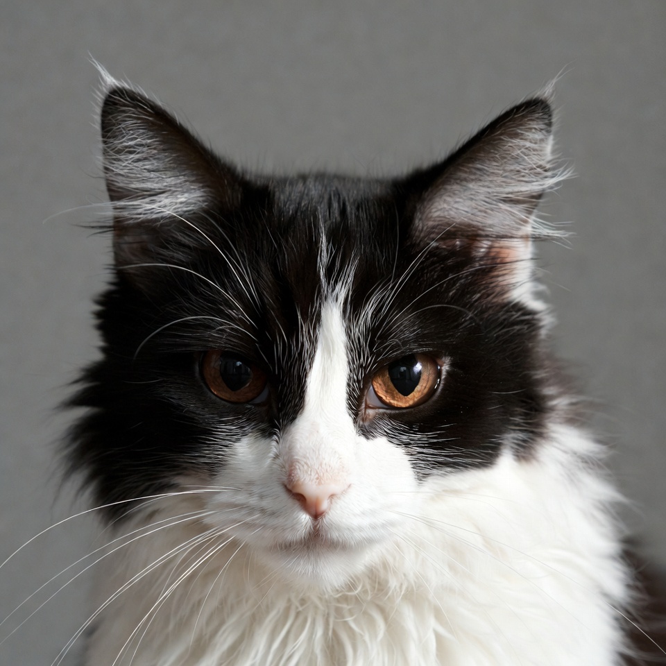Black and white cat close-up Black and white cat close-up
