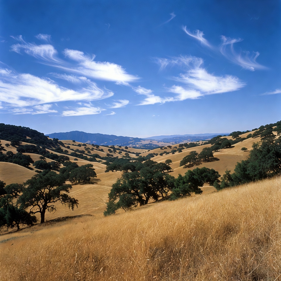 Golden Oak Hills Under Blue Sky Golden Oak Hills Under Blue Sky