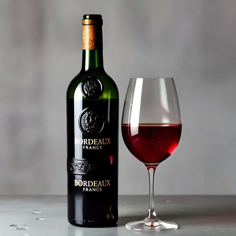Bordeaux Red Wine Bottle and Glass Bordeaux Red Wine Bottle and Glass