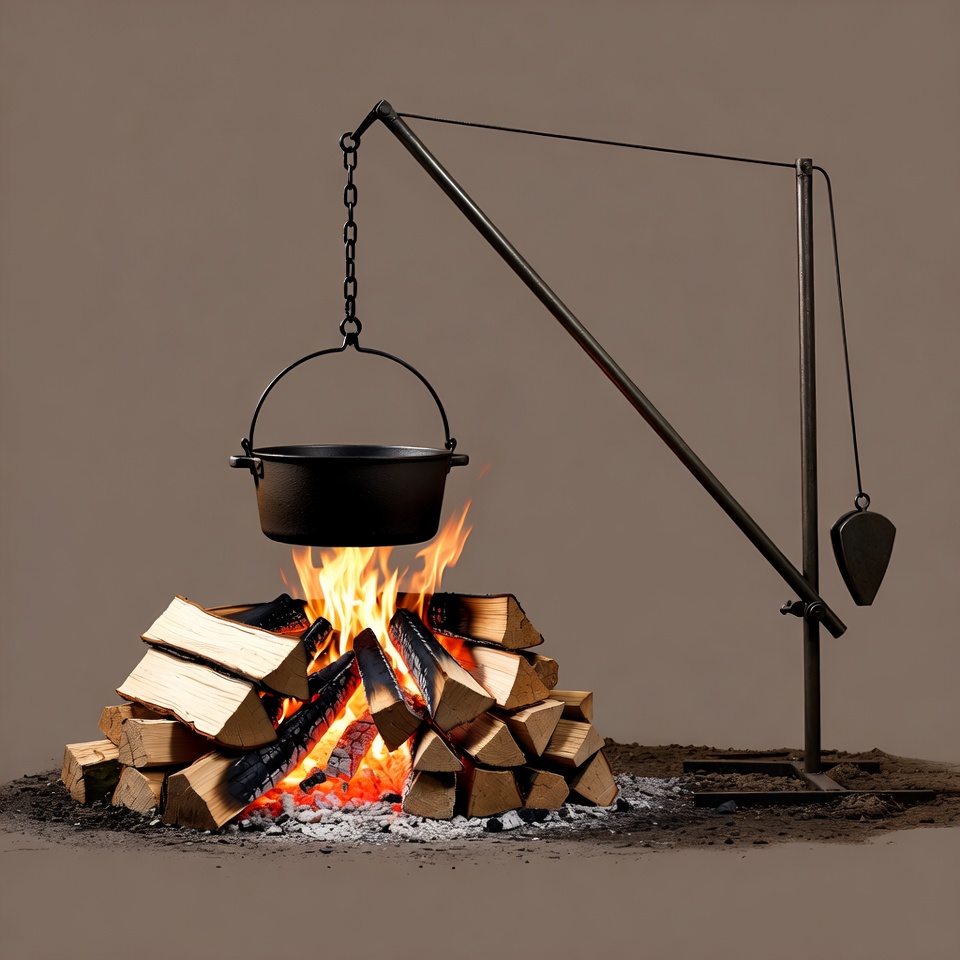 Campfire with Suspended Cauldron Campfire with Suspended Cauldron