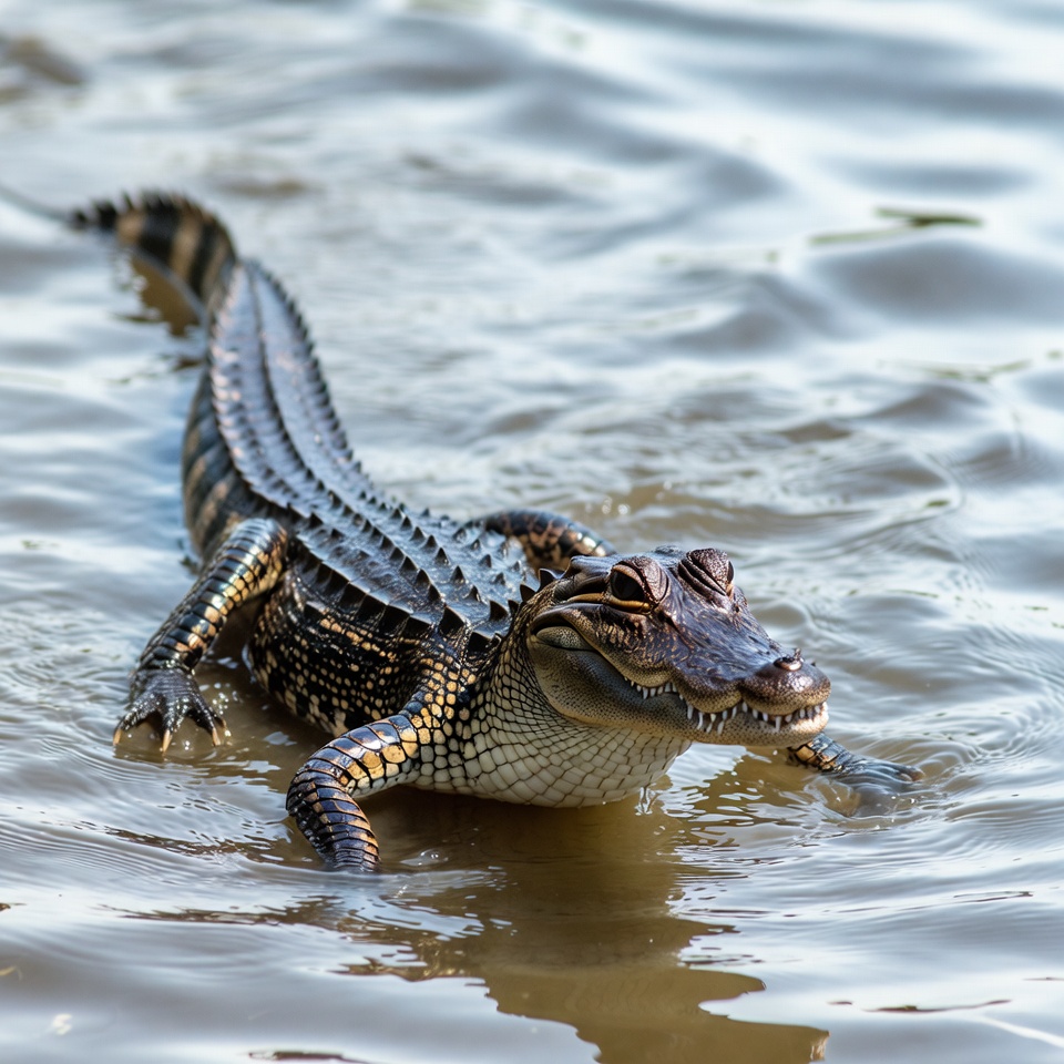 Alligator swimming in water Alligator swimming in water