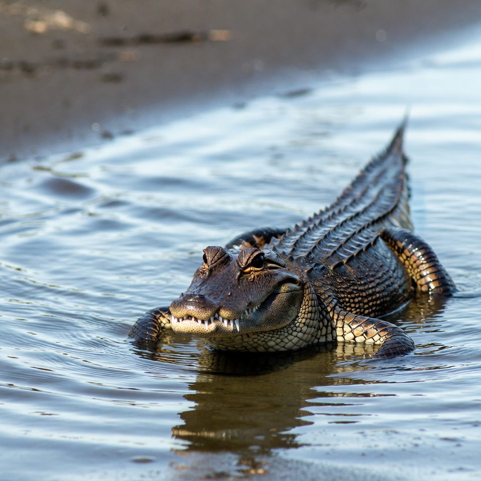 American alligator swimming in water American alligator swimming in water