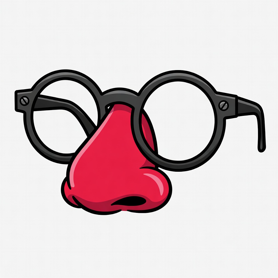Cartoon Black Glasses Red Nose Cartoon Black Glasses Red Nose