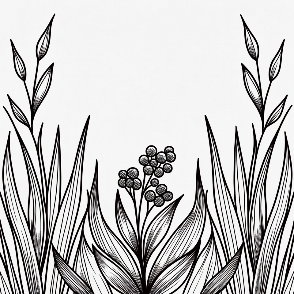 Black Ink Grass Plant Illustration Black Ink Grass Plant Illustration