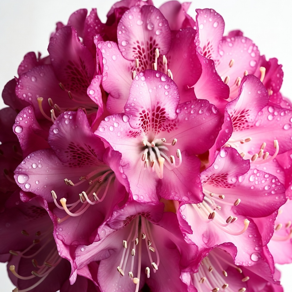 Pink Rhododendron Flowers with Water Droplets Pink Rhododendron Flowers with Water Droplets