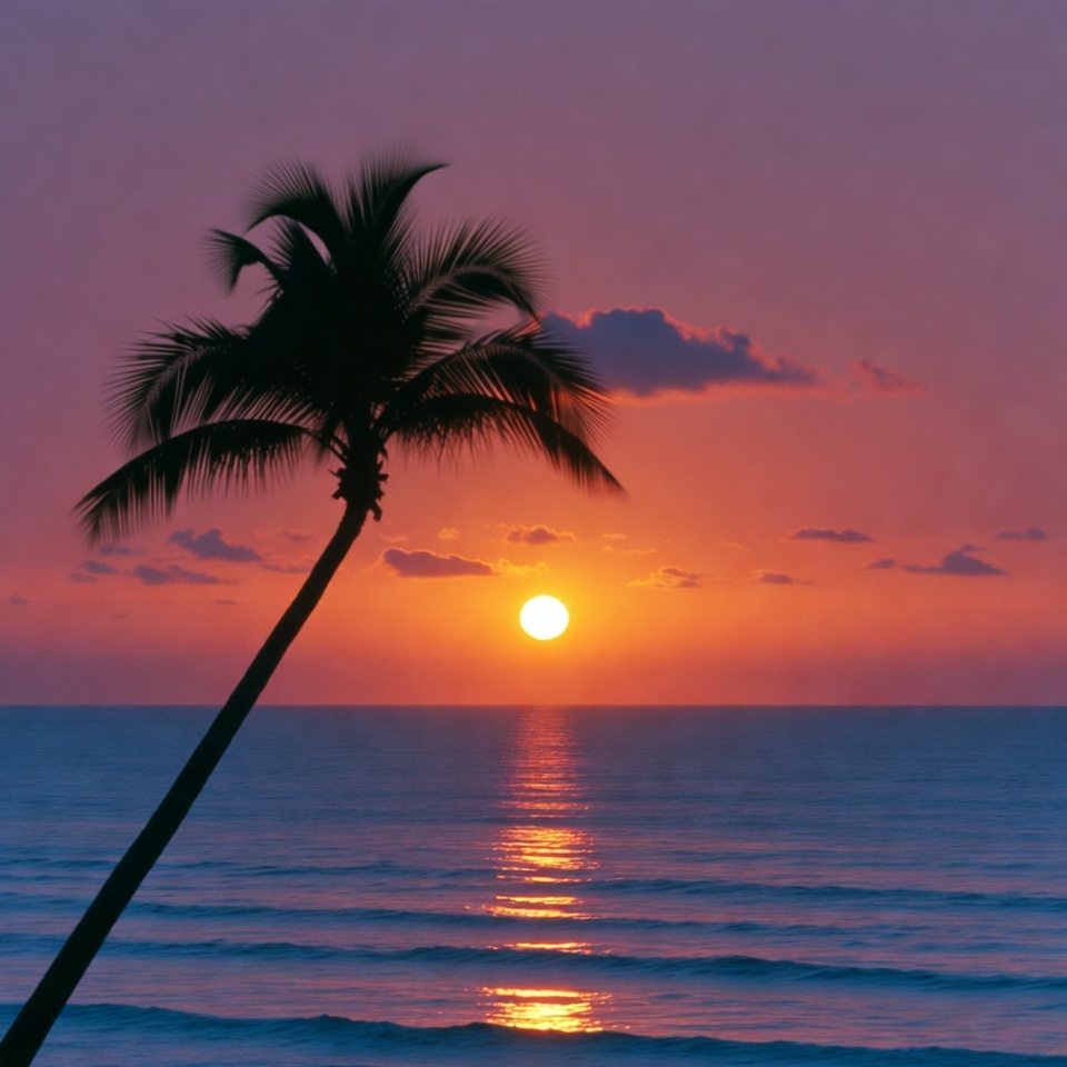 Palm Tree Silhouette at Sunset Beach Palm Tree Silhouette at Sunset Beach