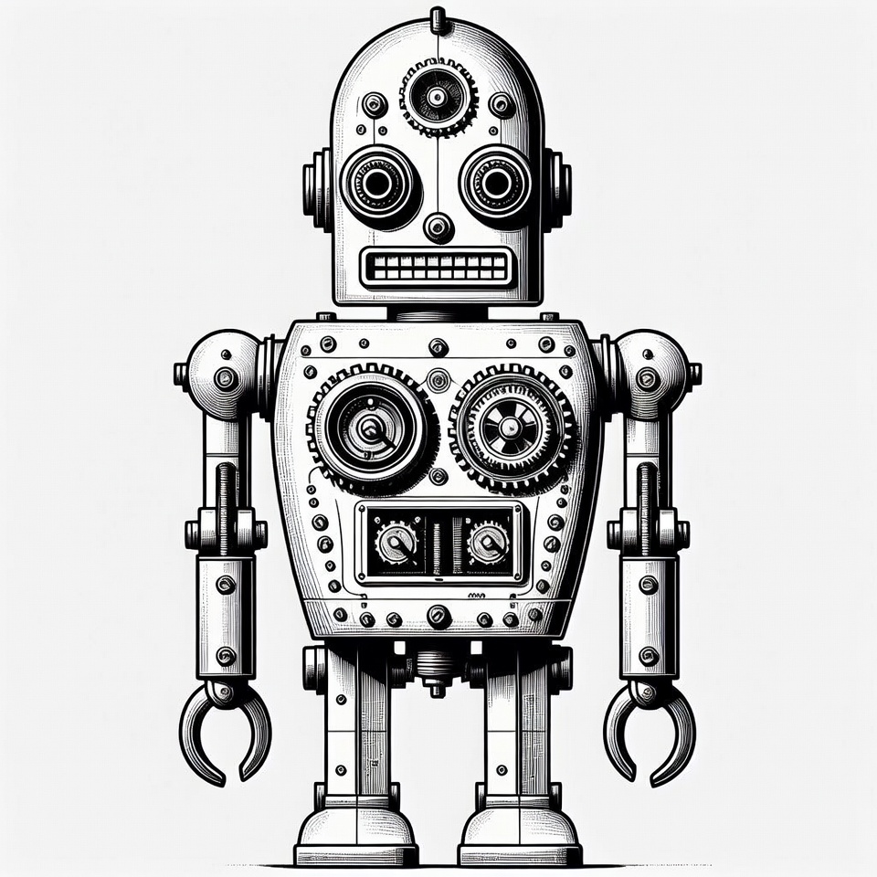 Vintage Steampunk Robot Illustration Vintage Steampunk Robot Illustration