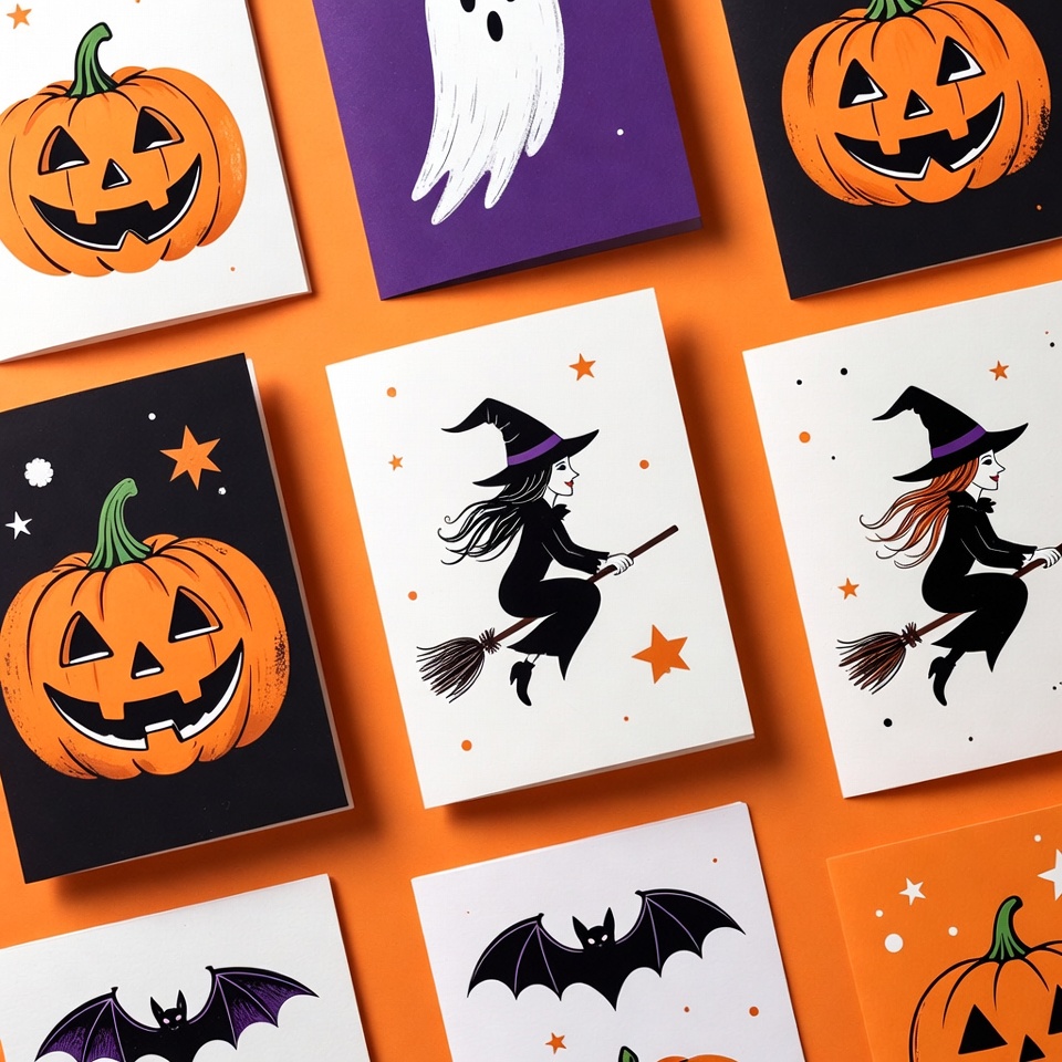 Halloween Clipart Cards with Witch Pumpkin Ghost Halloween Clipart Cards with Witch Pumpkin Ghost