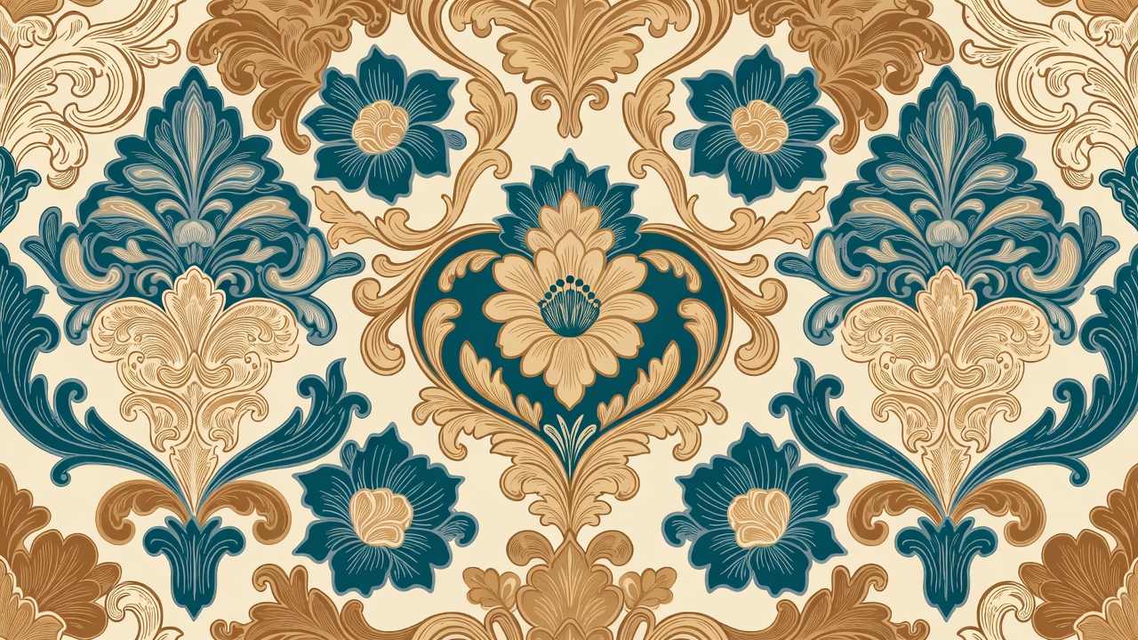 Blue Gold Ornate Floral Pattern Blue Gold Ornate Floral Pattern