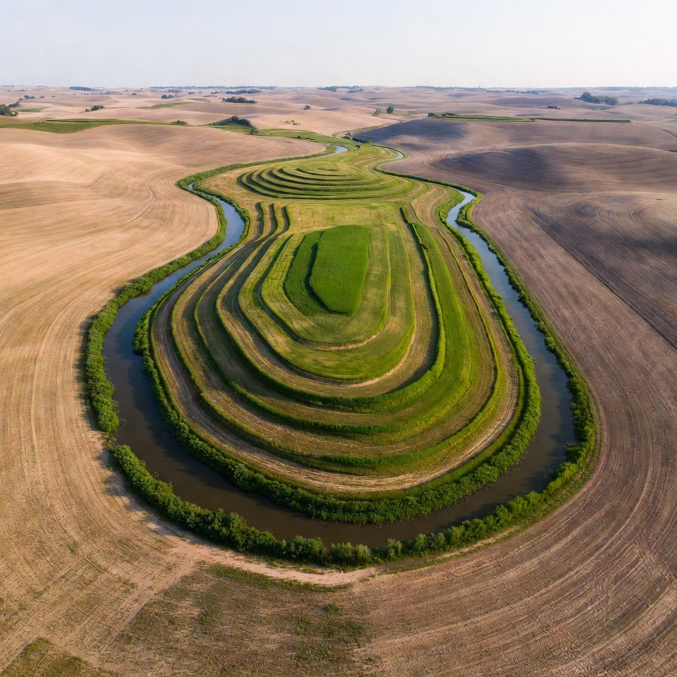 Spiral River Mounds in Farmlands Spiral River Mounds in Farmlands