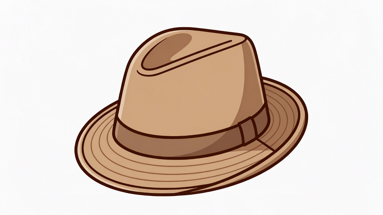 Brown fedora hat illustration Brown fedora hat illustration