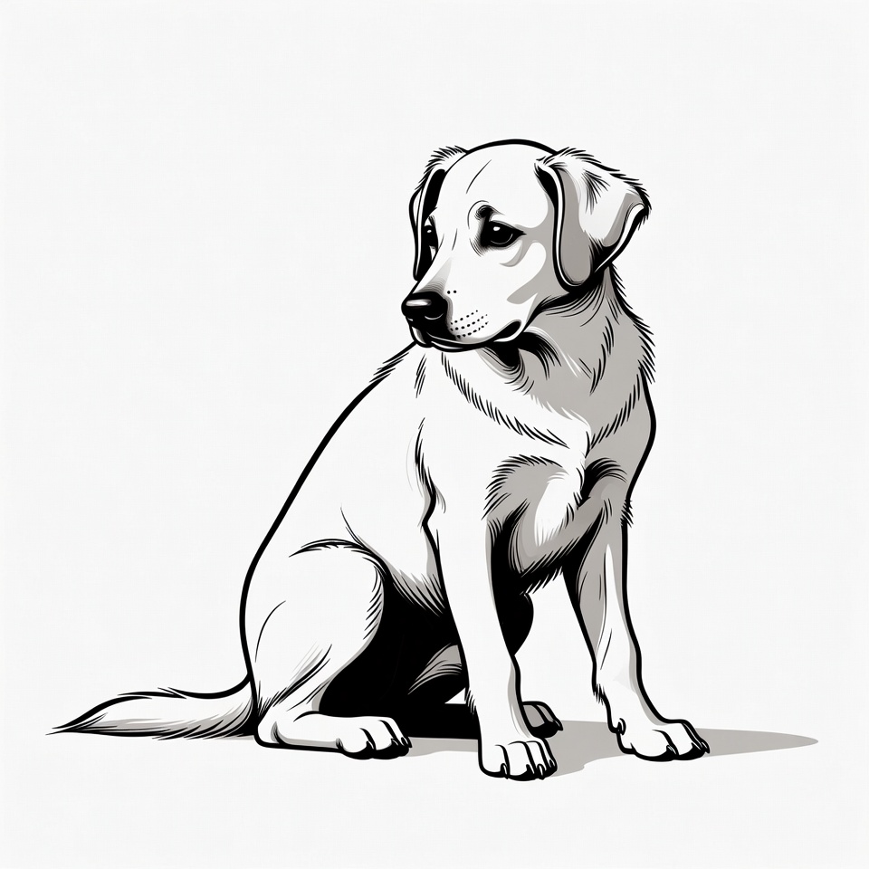 Sitting Labrador Retriever Illustration Sitting Labrador Retriever Illustration