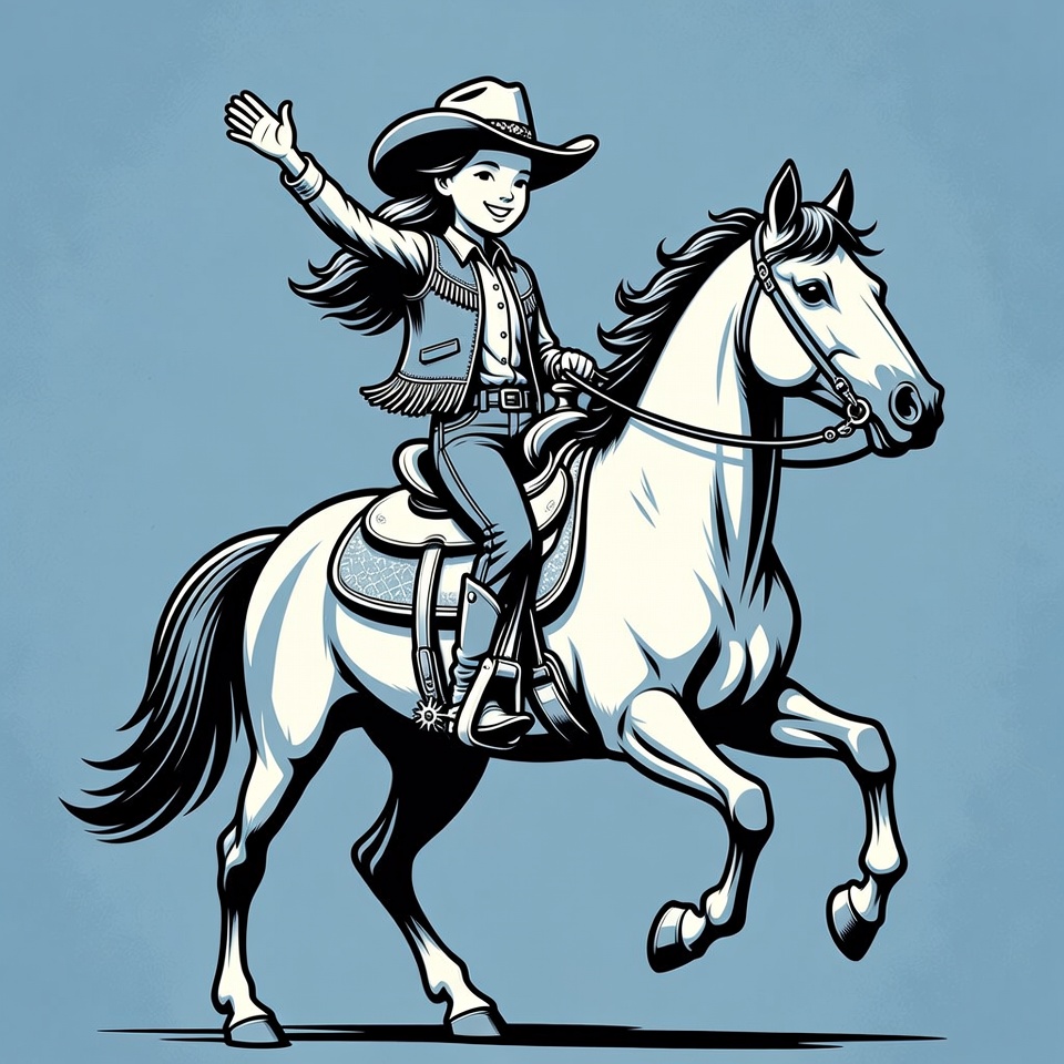 Girl Riding Horse Illustration Girl Riding Horse Illustration