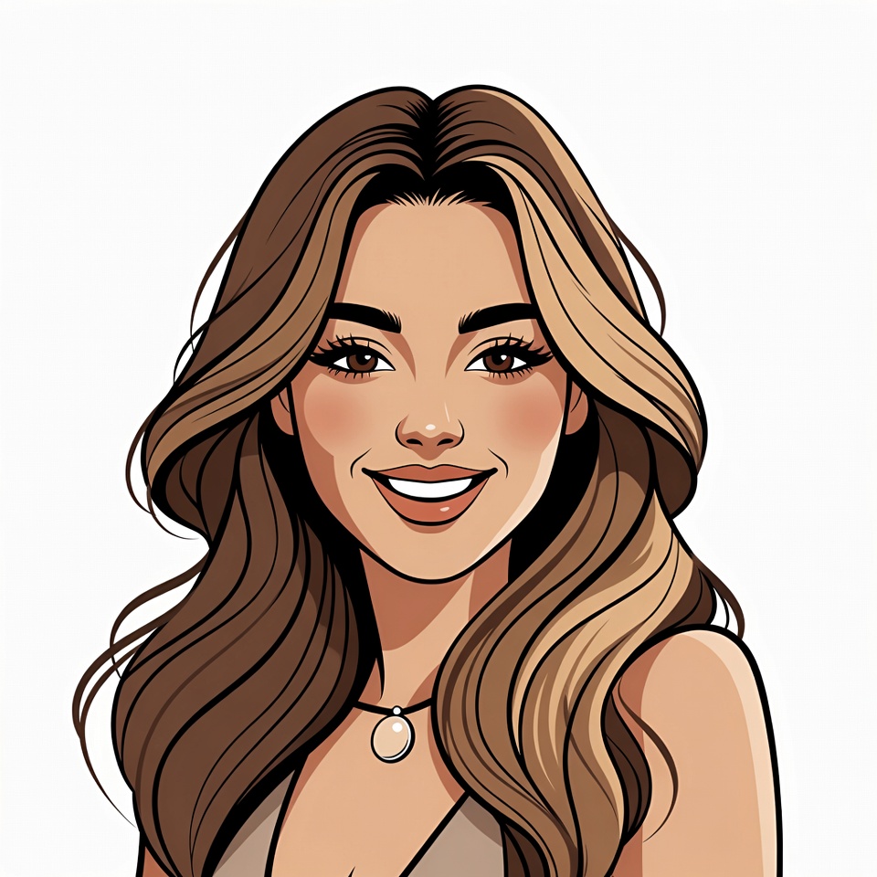 Smiling woman with long wavy hair Smiling woman with long wavy hair