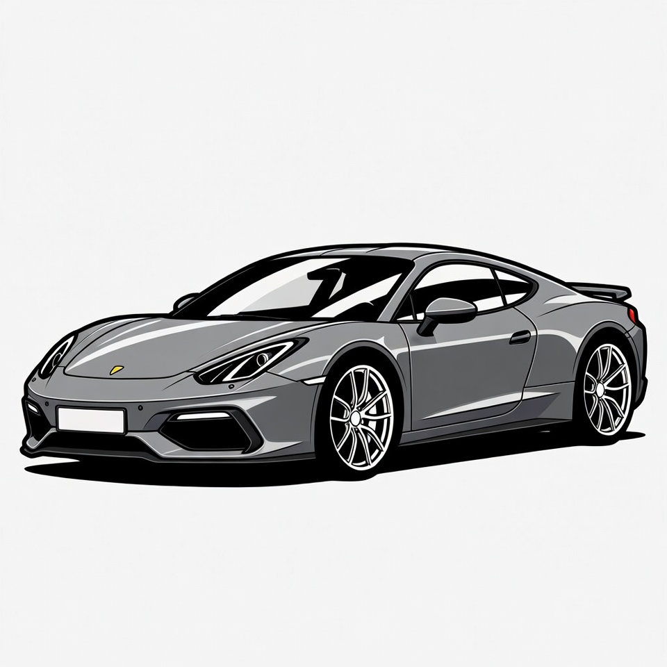 Gray Porsche Sports Car Illustration Gray Porsche Sports Car Illustration