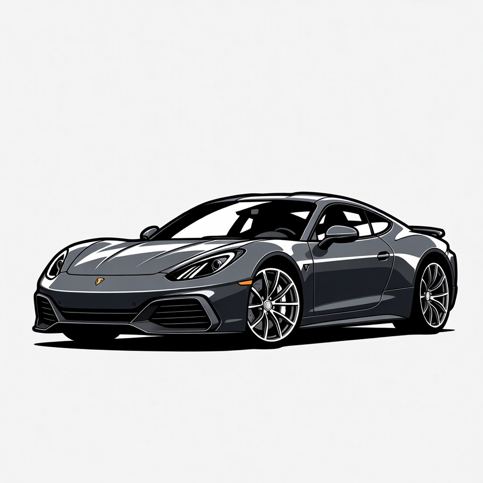 Gray Porsche Sports Car Illustration Gray Porsche Sports Car Illustration